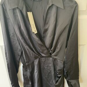 Brand New With Tag Zara Elegant Black Satin Women's Jacket Size Small